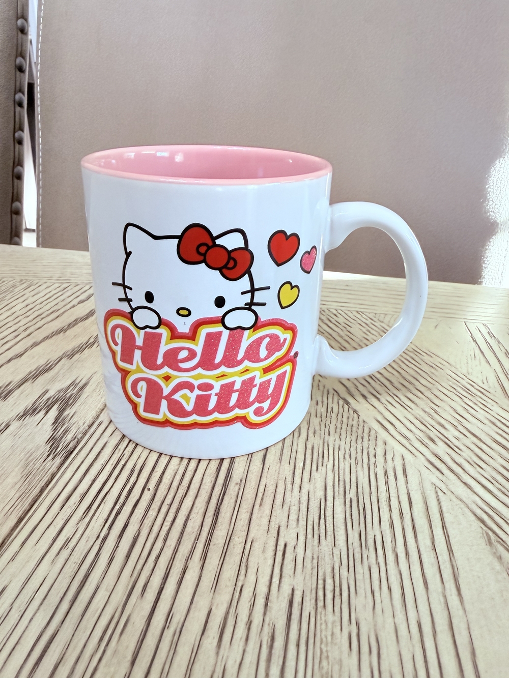 Hello Kitty Pink & White Ceramic Coffee Mug